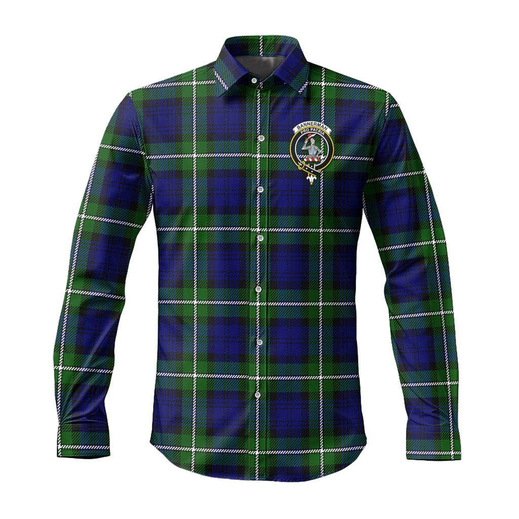 Bannerman Tartan Long Sleeve Button Up Shirt with Family Crest - Tartanvibesclothing