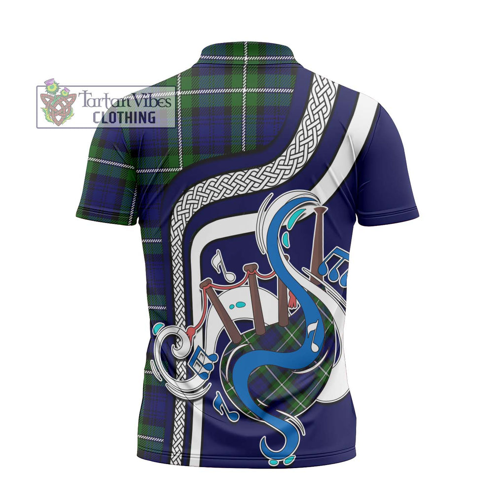 Bannerman Tartan Zipper Polo Shirt with Epic Bagpipe Style - Tartanvibesclothing Shop