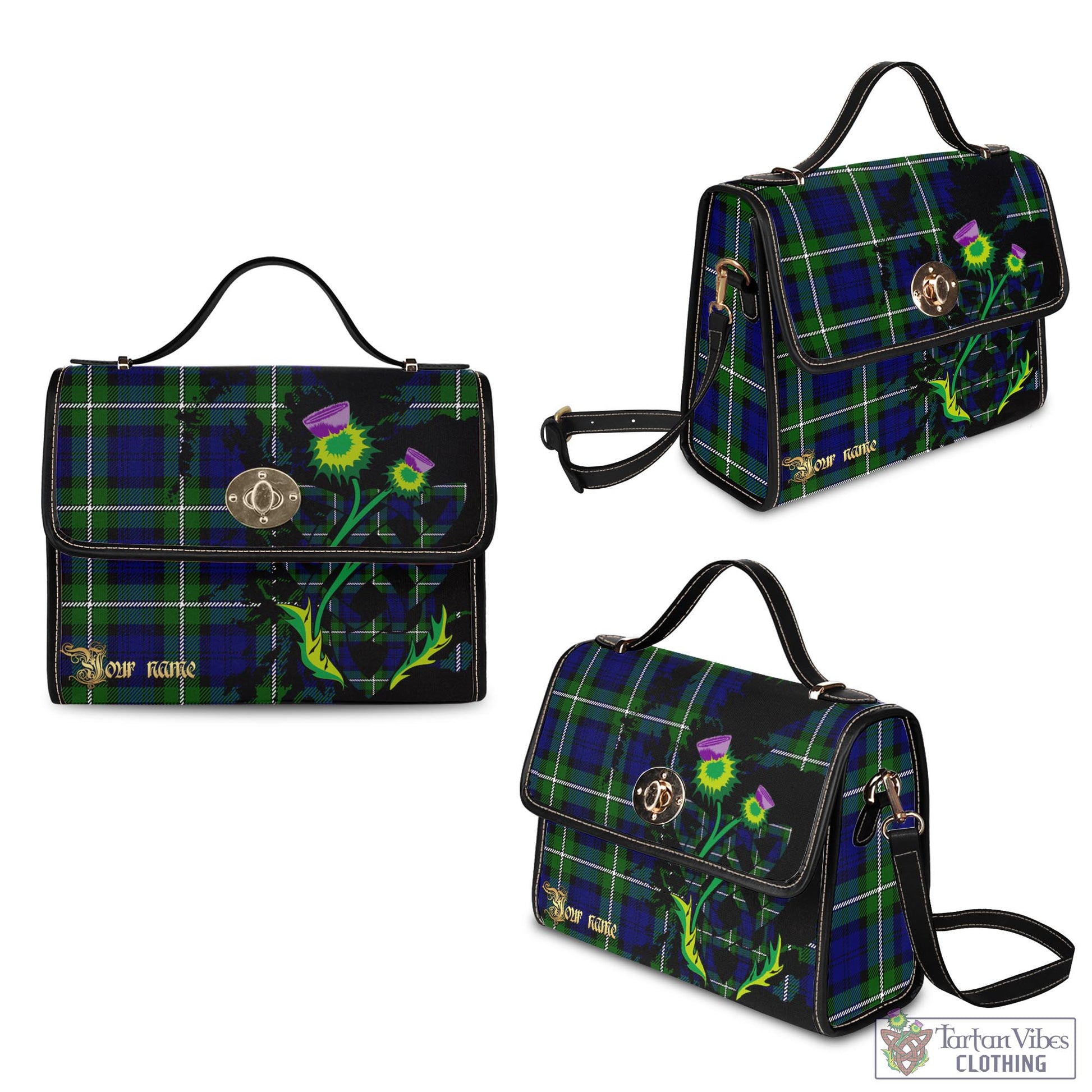 Tartan Vibes Clothing Bannerman Tartan Waterproof Canvas Bag with Scotland Map and Thistle Celtic Accents