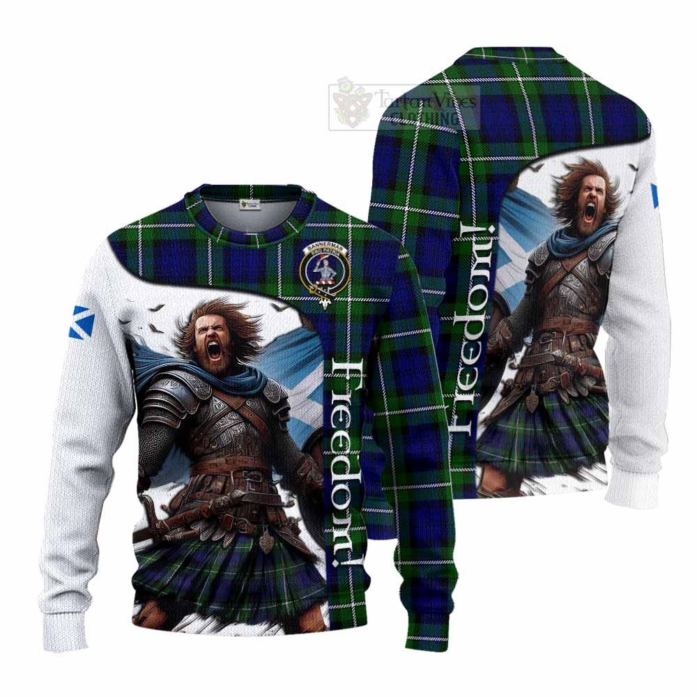 Tartan Vibes Clothing Bannerman Crest Tartan Knitted Sweater Inspired by the Freedom of Scottish Warrior