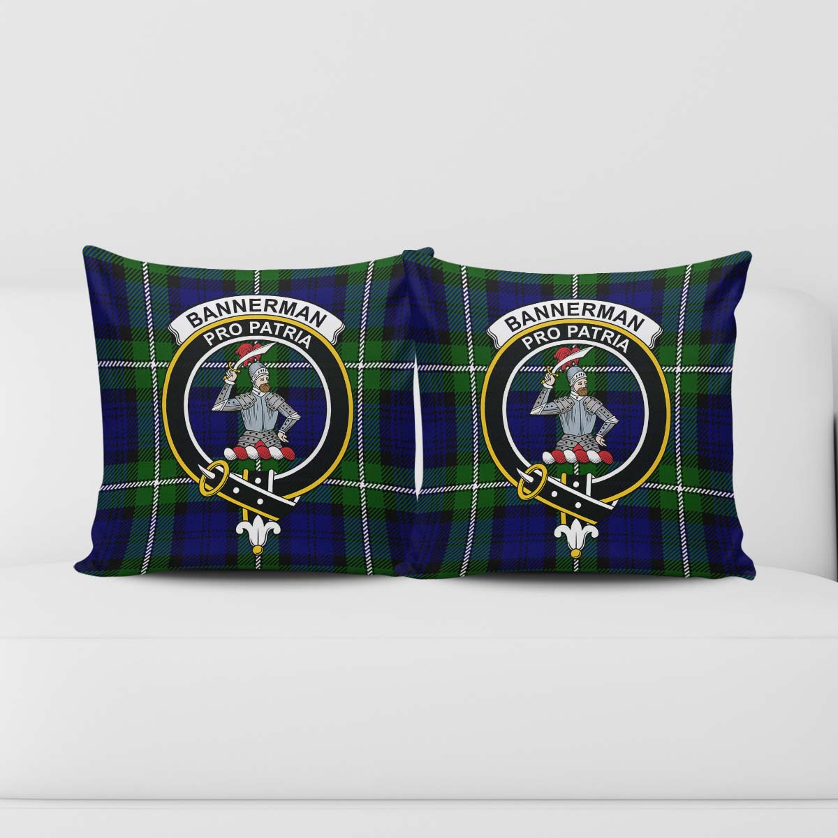 Bannerman Tartan Pillow Cover with Family Crest - Tartanvibesclothing