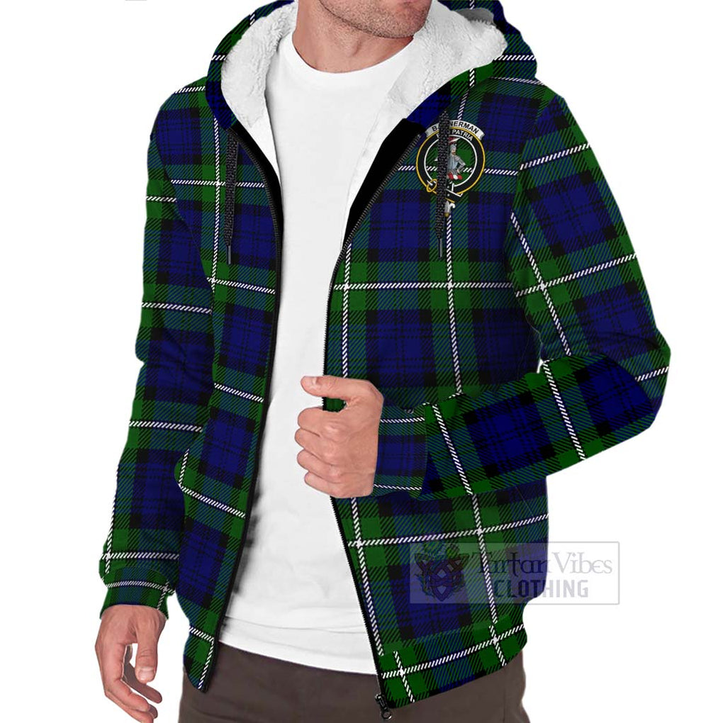 Tartan Vibes Clothing Bannerman Tartan Sherpa Hoodie with Family Crest Celtic Skull Style