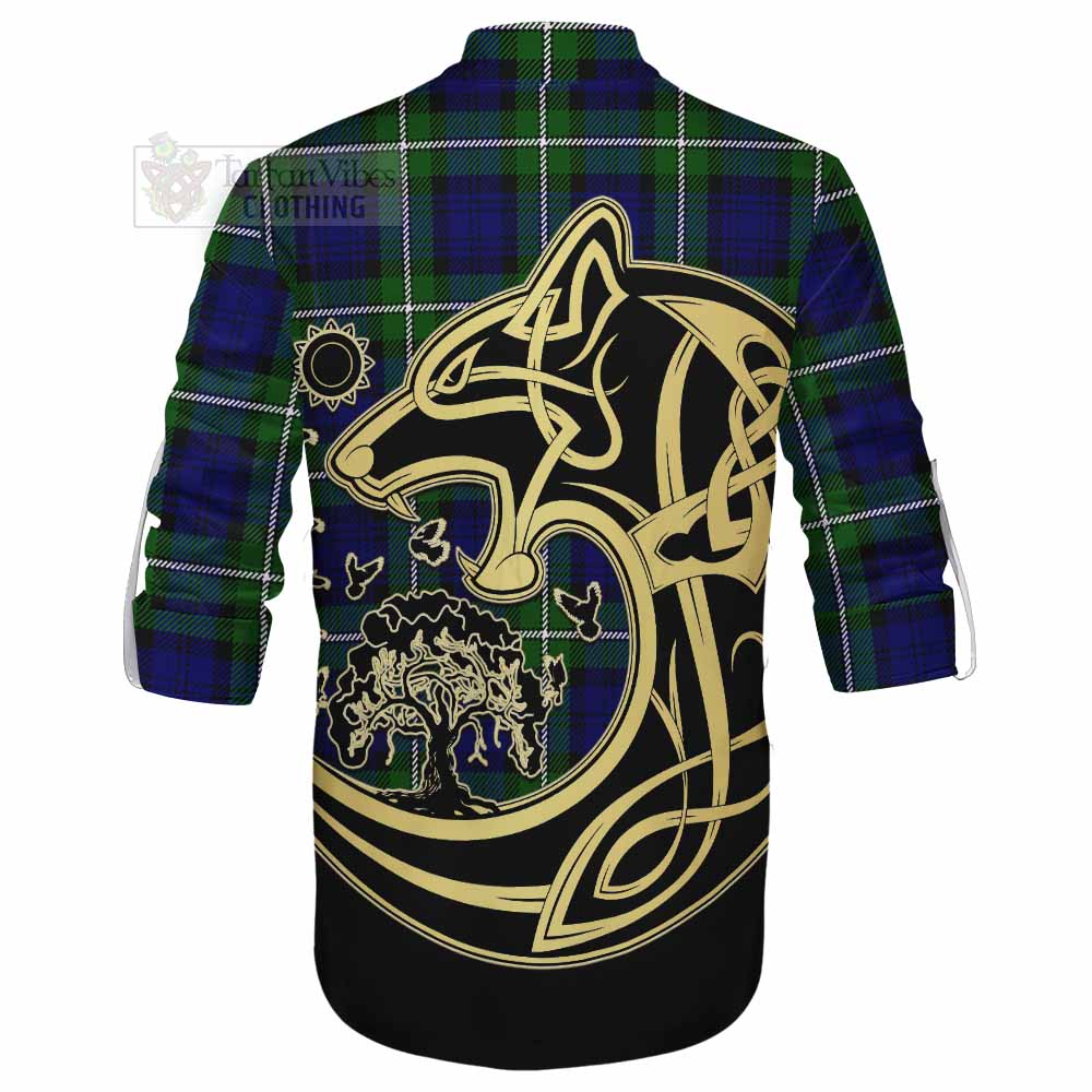 Tartan Vibes Clothing Bannerman Tartan Ghillie Kilt Shirt with Family Crest Celtic Wolf Style