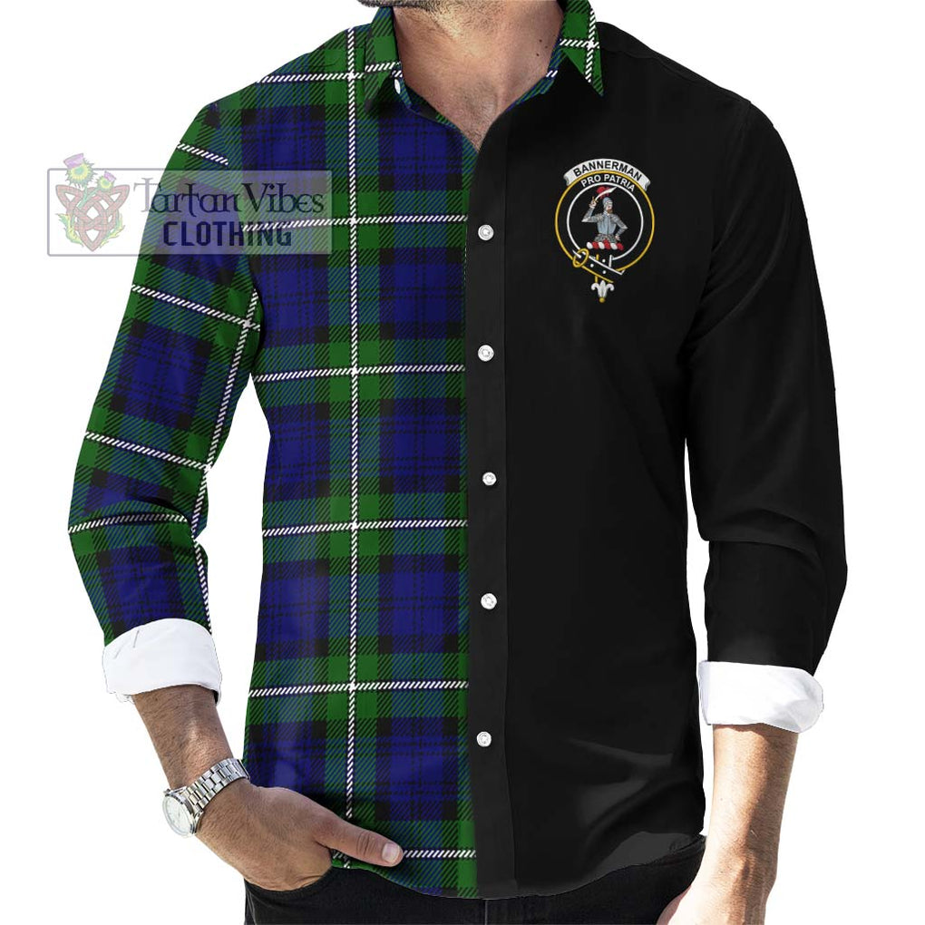 Bannerman Tartan Long Sleeve Button Shirt with Family Crest and Half Of Me Style - Tartanvibesclothing Shop