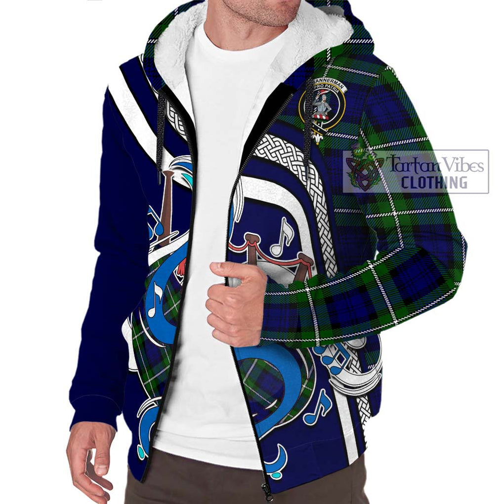 Bannerman Tartan Sherpa Hoodie with Epic Bagpipe Style Unisex - Tartanvibesclothing Shop