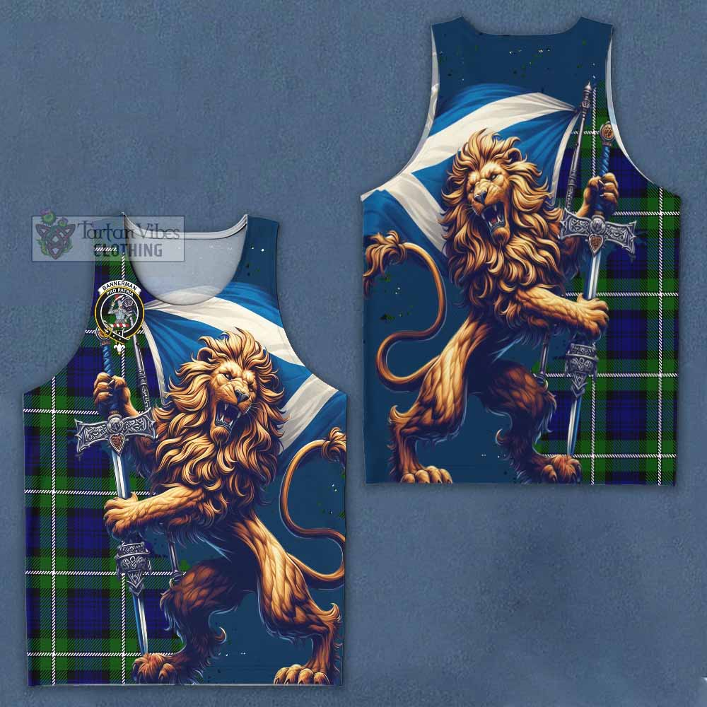 Tartan Vibes Clothing Bannerman Tartan Family Crest Men's Tank Top with Scottish Majestic Lion