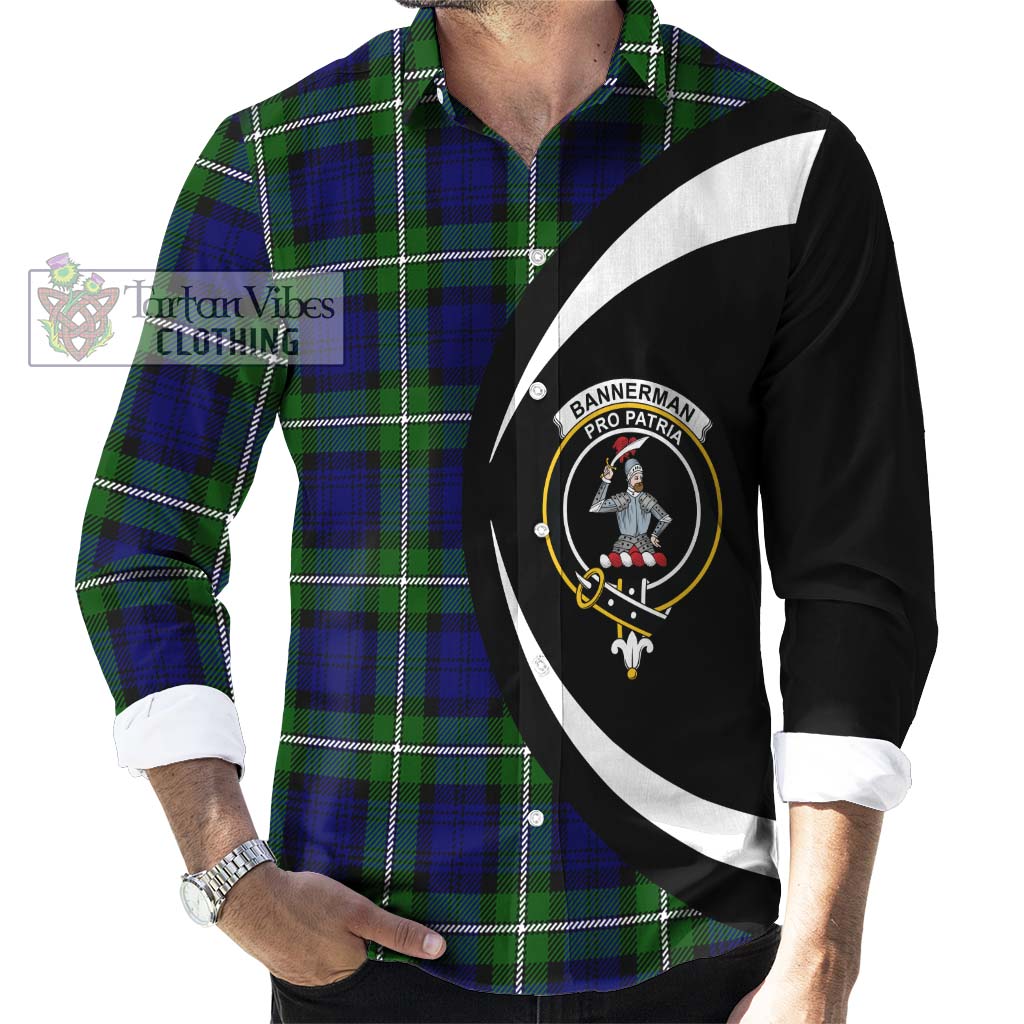 Bannerman Tartan Long Sleeve Button Up with Family Crest Circle Style - Tartan Vibes Clothing