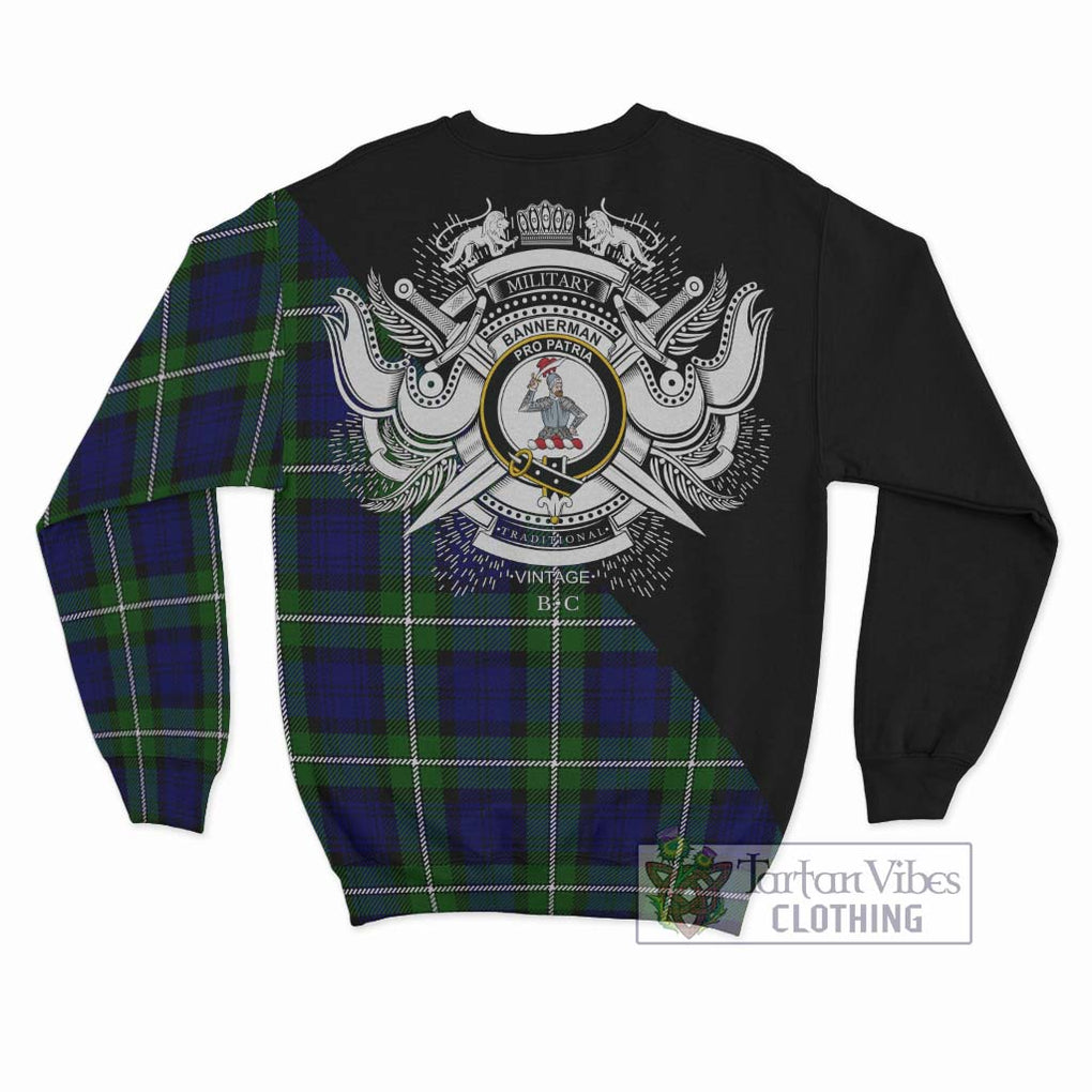 Bannerman Tartan Sweatshirt with Family Crest and Military Logo Style - Tartanvibesclothing Shop