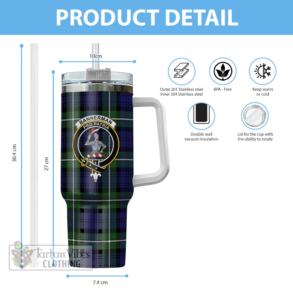 Tartan Vibes Clothing Bannerman Tartan and Family Crest Tumbler with Handle