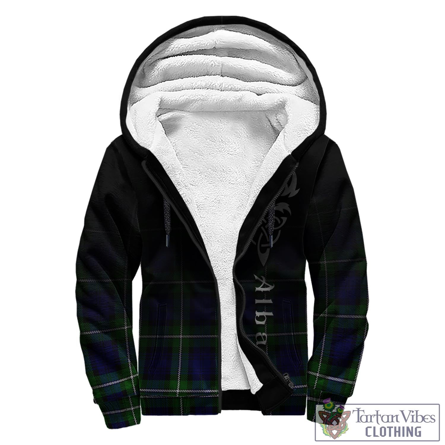 Tartan Vibes Clothing Bannerman Tartan Sherpa Hoodie Featuring Alba Gu Brath Family Crest Celtic Inspired