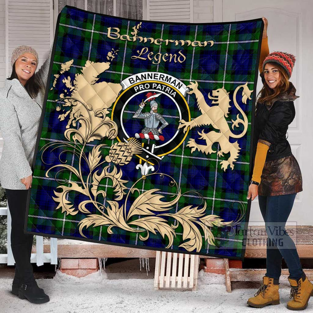 Tartan Vibes Clothing Bannerman Tartan Quilt with Family Crest and Scottish Symbol Style