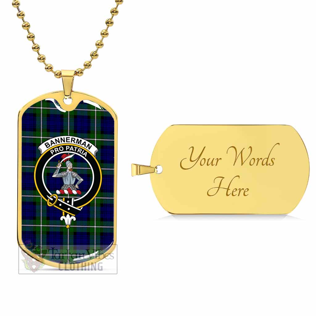 Tartan Vibes Clothing Bannerman Tartan Dog Tag Necklace with Family Crest