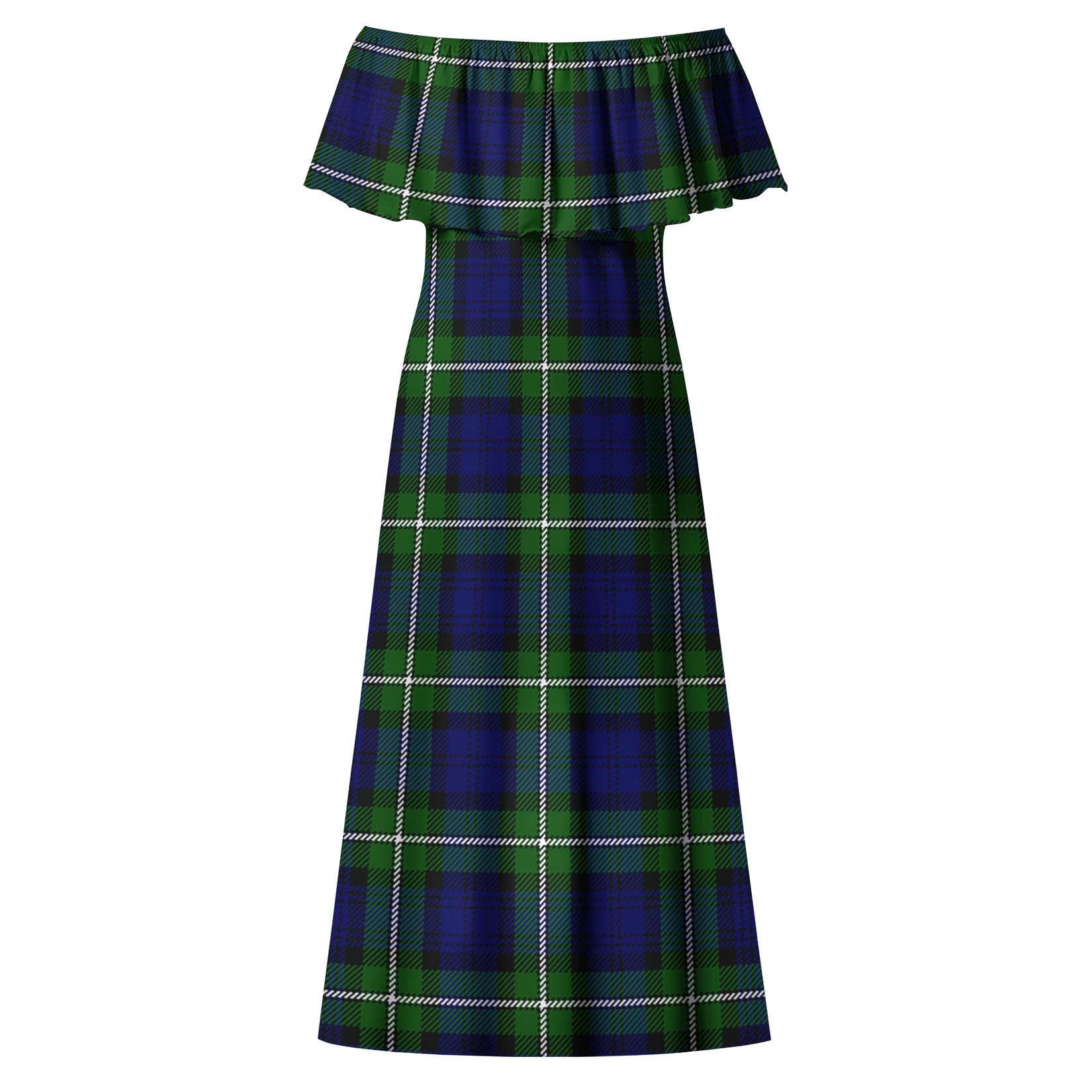 Bannerman Tartan Off Shoulder Long Dress - Tartanvibesclothing