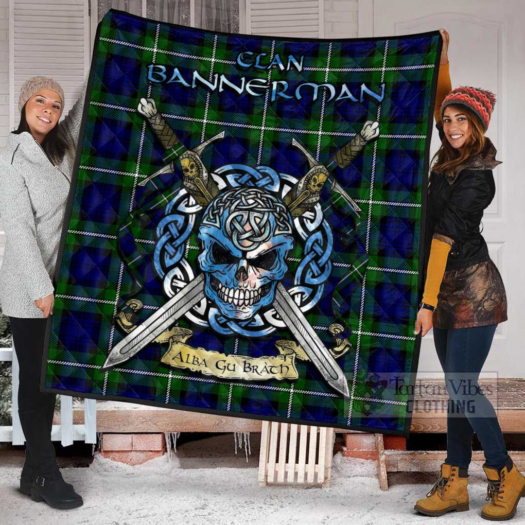 Tartan Vibes Clothing Bannerman Tartan Quilt with Celtic Skull Alba Gu Brath Style