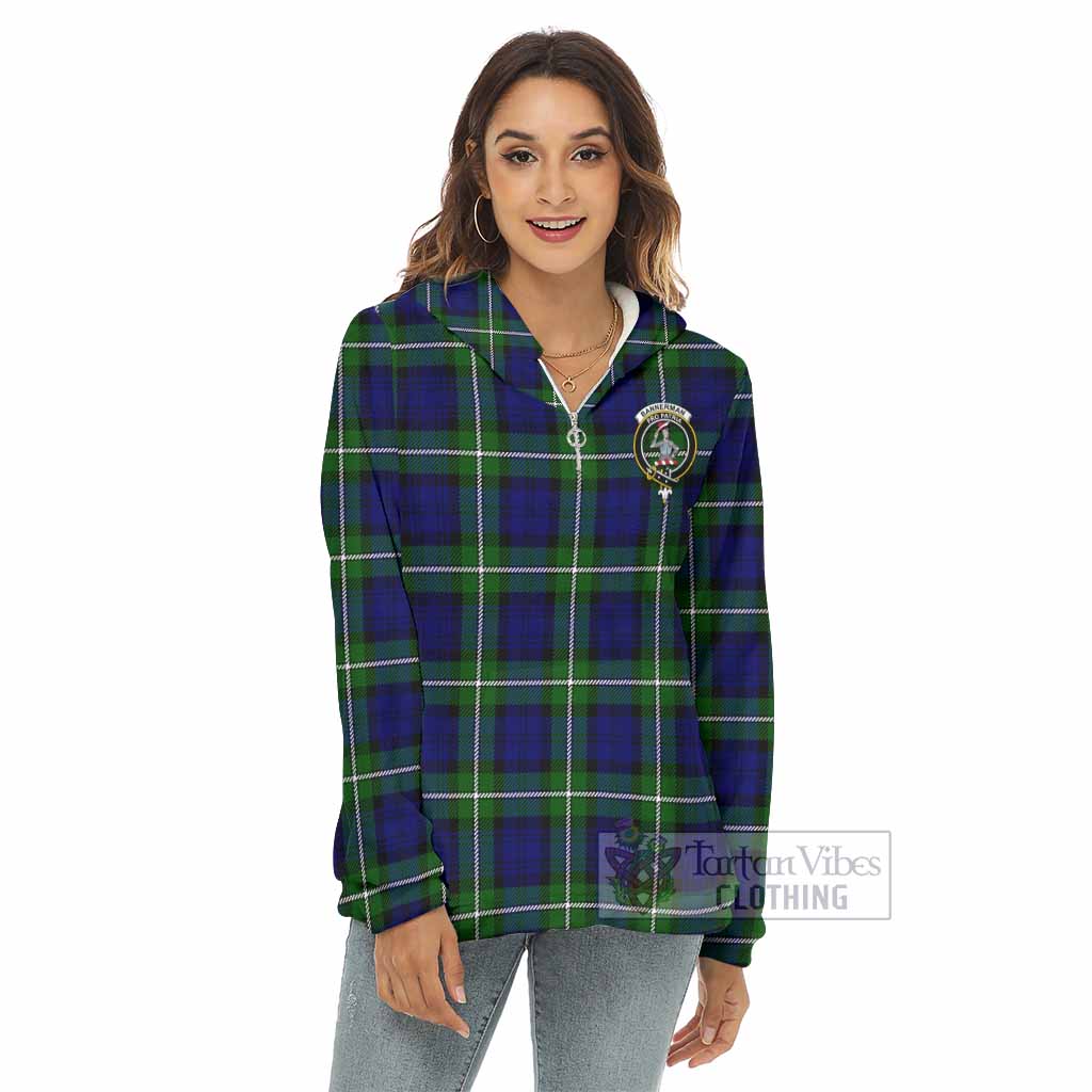 Tartan Vibes Clothing Bannerman Tartan Crest Women's Borg  Half Zip Fleece Hoodie