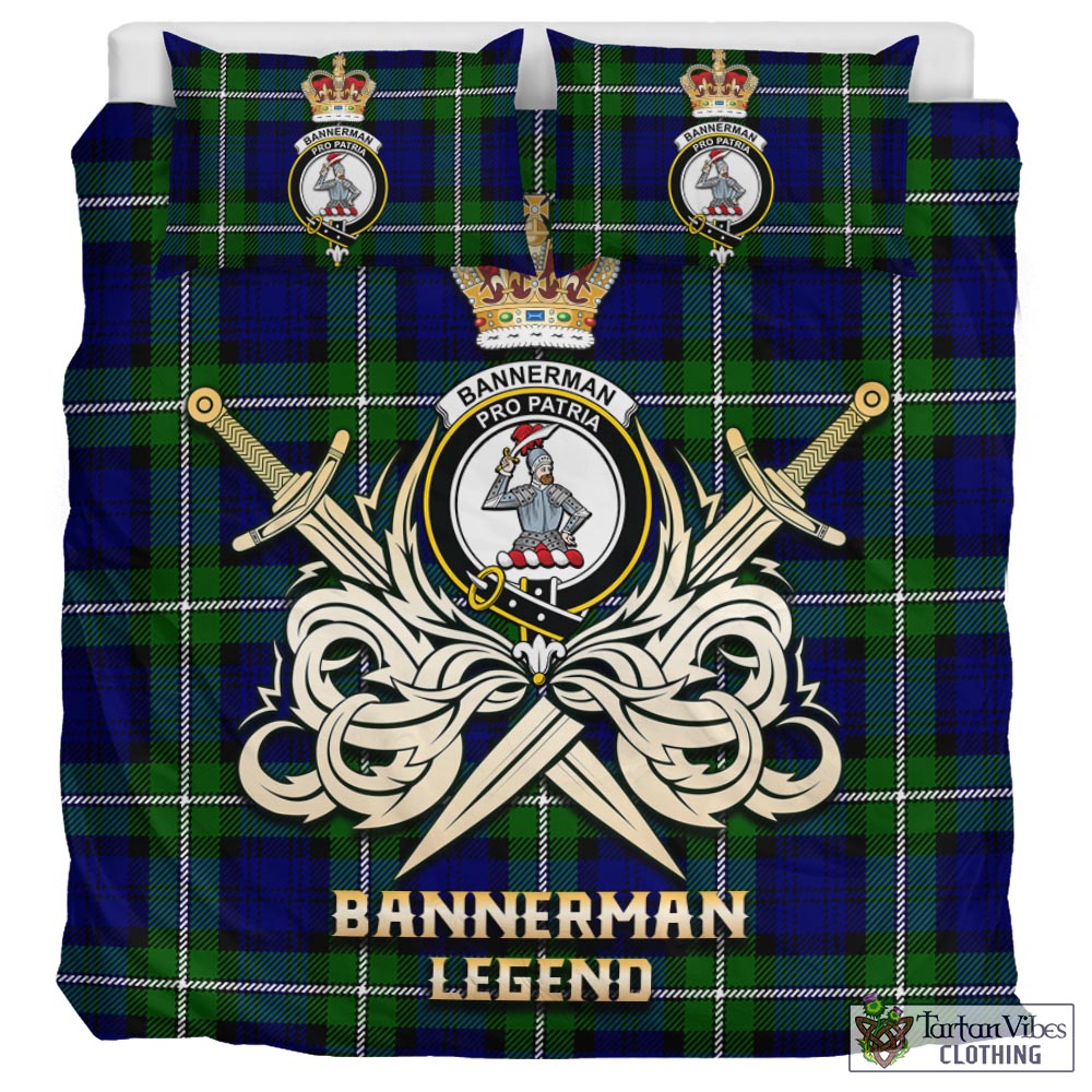 Tartan Vibes Clothing Bannerman Tartan Bedding Set with Clan Crest and the Golden Sword of Courageous Legacy