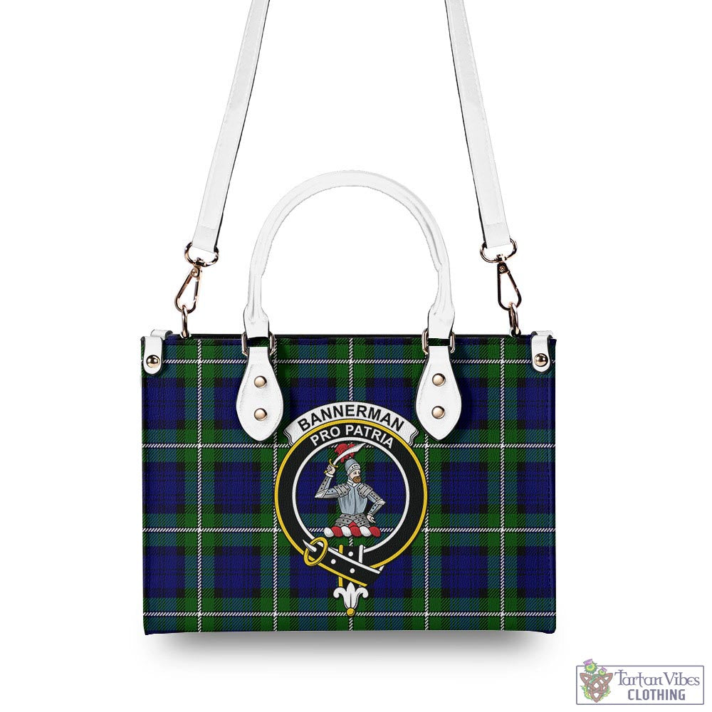 Tartan Vibes Clothing Bannerman Tartan Luxury Leather Handbags with Family Crest