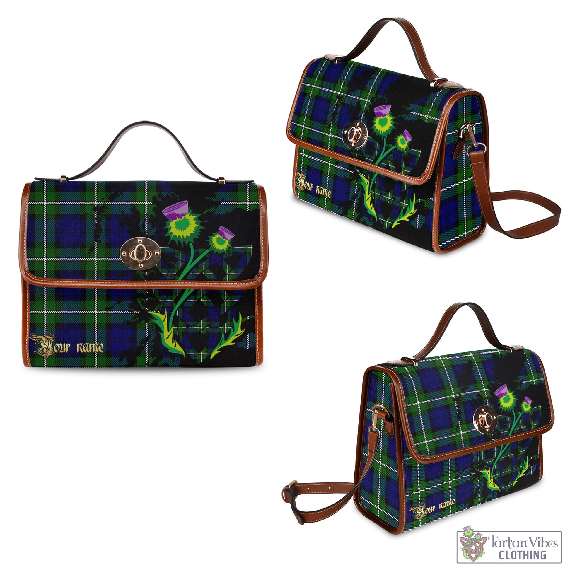 Tartan Vibes Clothing Bannerman Tartan Waterproof Canvas Bag with Scotland Map and Thistle Celtic Accents