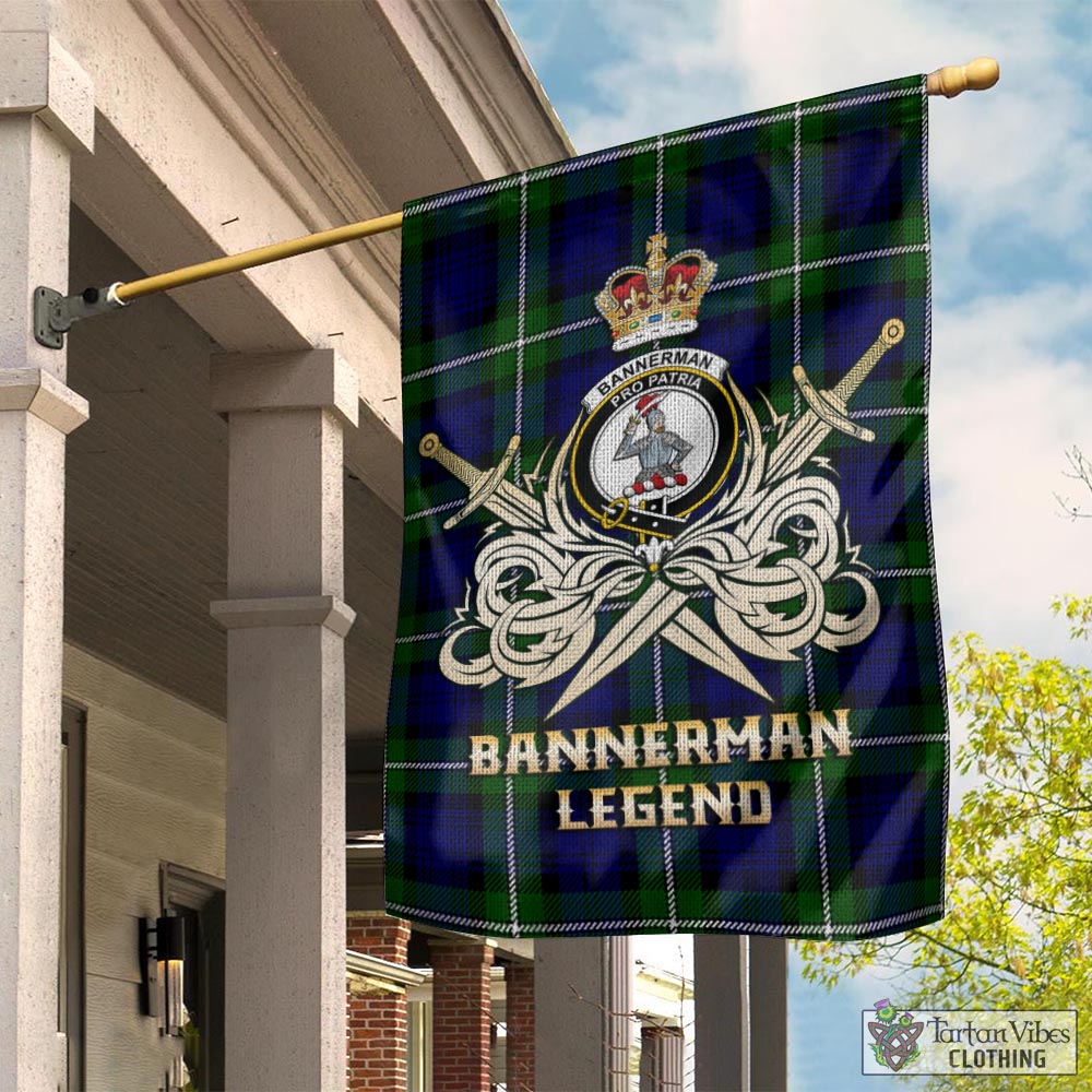 Tartan Vibes Clothing Bannerman Tartan Flag with Clan Crest and the Golden Sword of Courageous Legacy