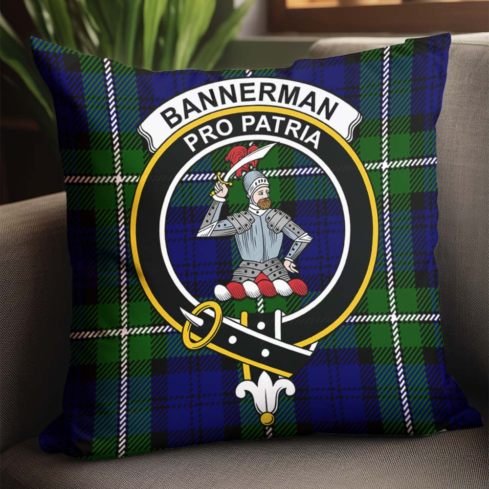 Bannerman Tartan Pillow Cover with Family Crest - Tartanvibesclothing