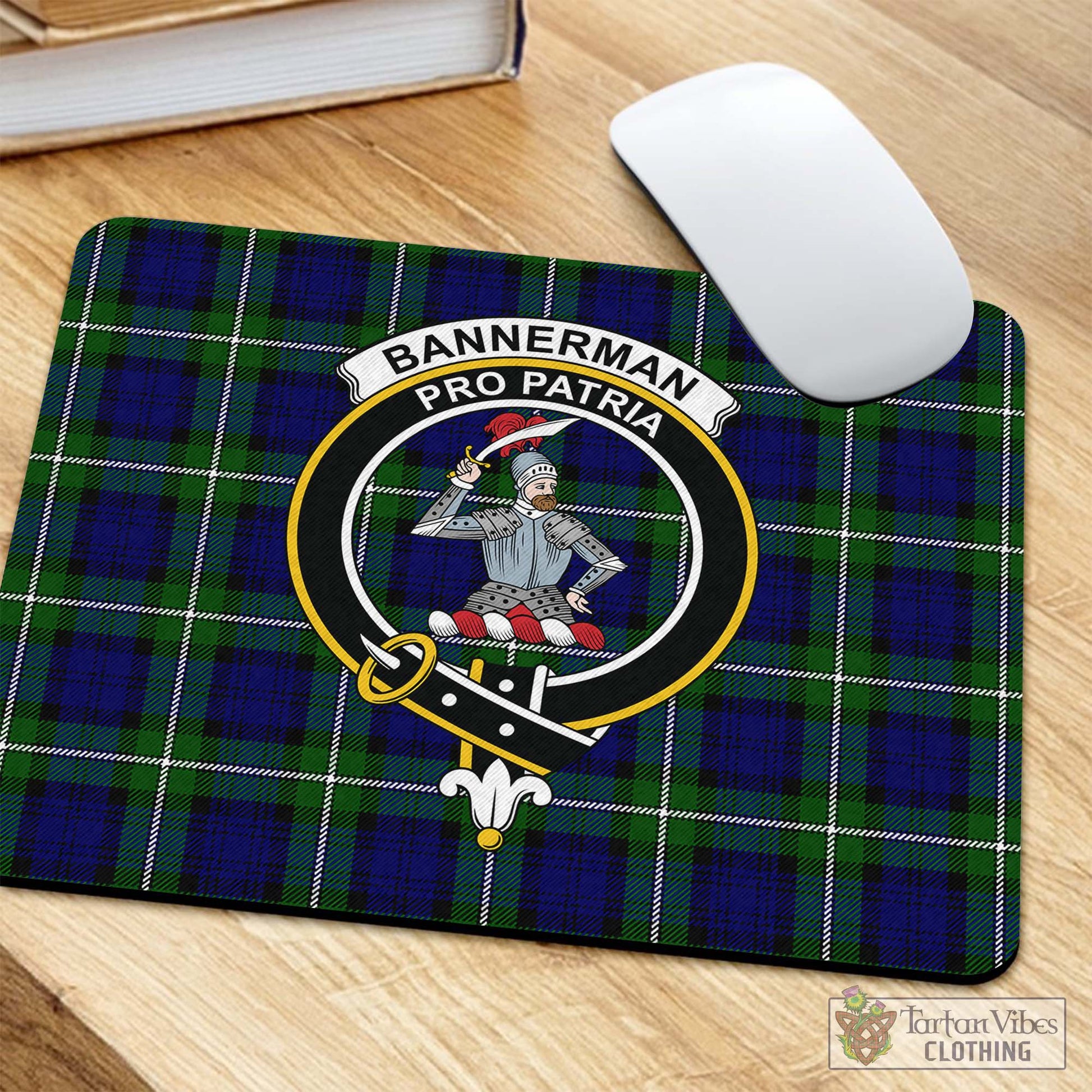 Tartan Vibes Clothing Bannerman Tartan Mouse Pad with Family Crest