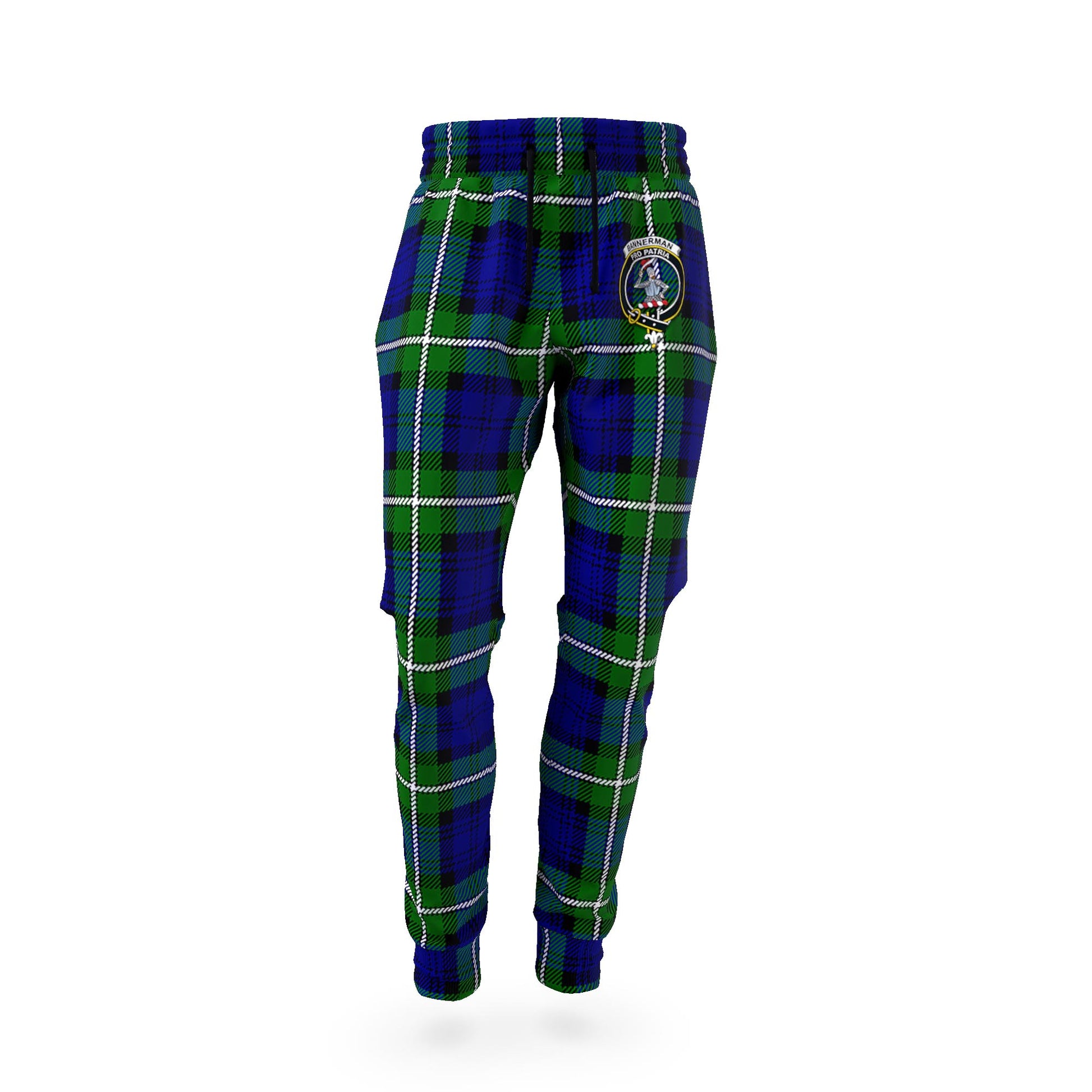 Bannerman Tartan Joggers Pants with Family Crest - Tartan Vibes Clothing