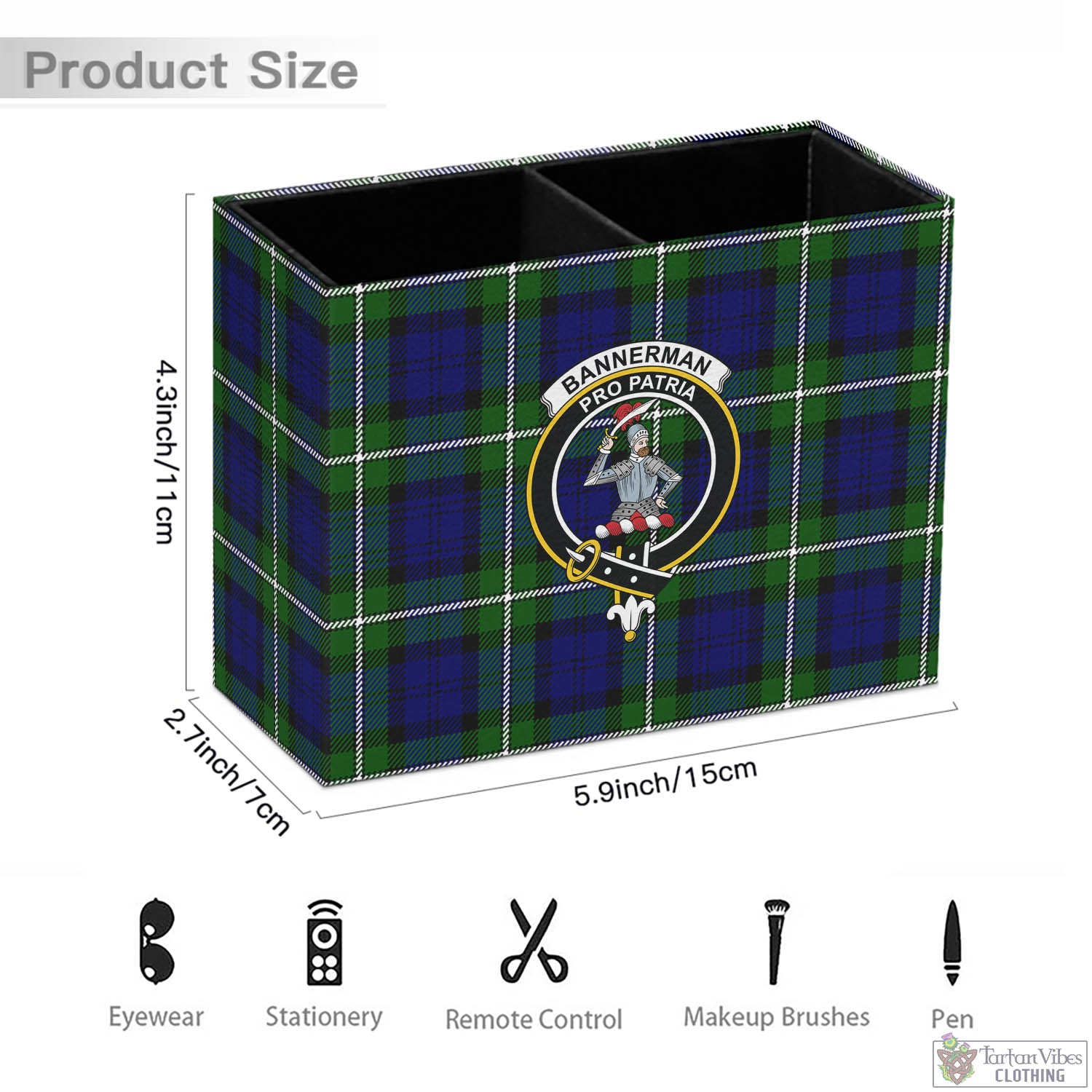 Tartan Vibes Clothing Bannerman Tartan Pen Holder with Family Crest