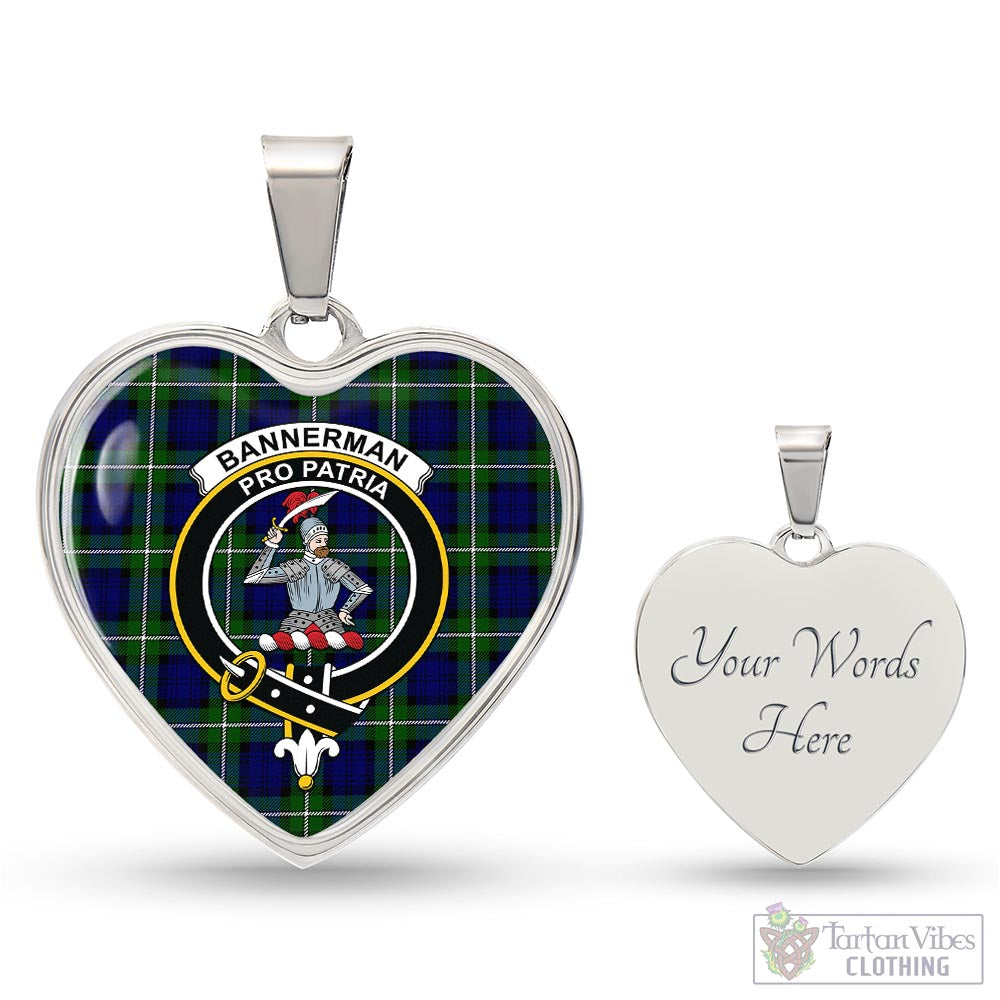 Tartan Vibes Clothing Bannerman Tartan Heart Necklace with Family Crest