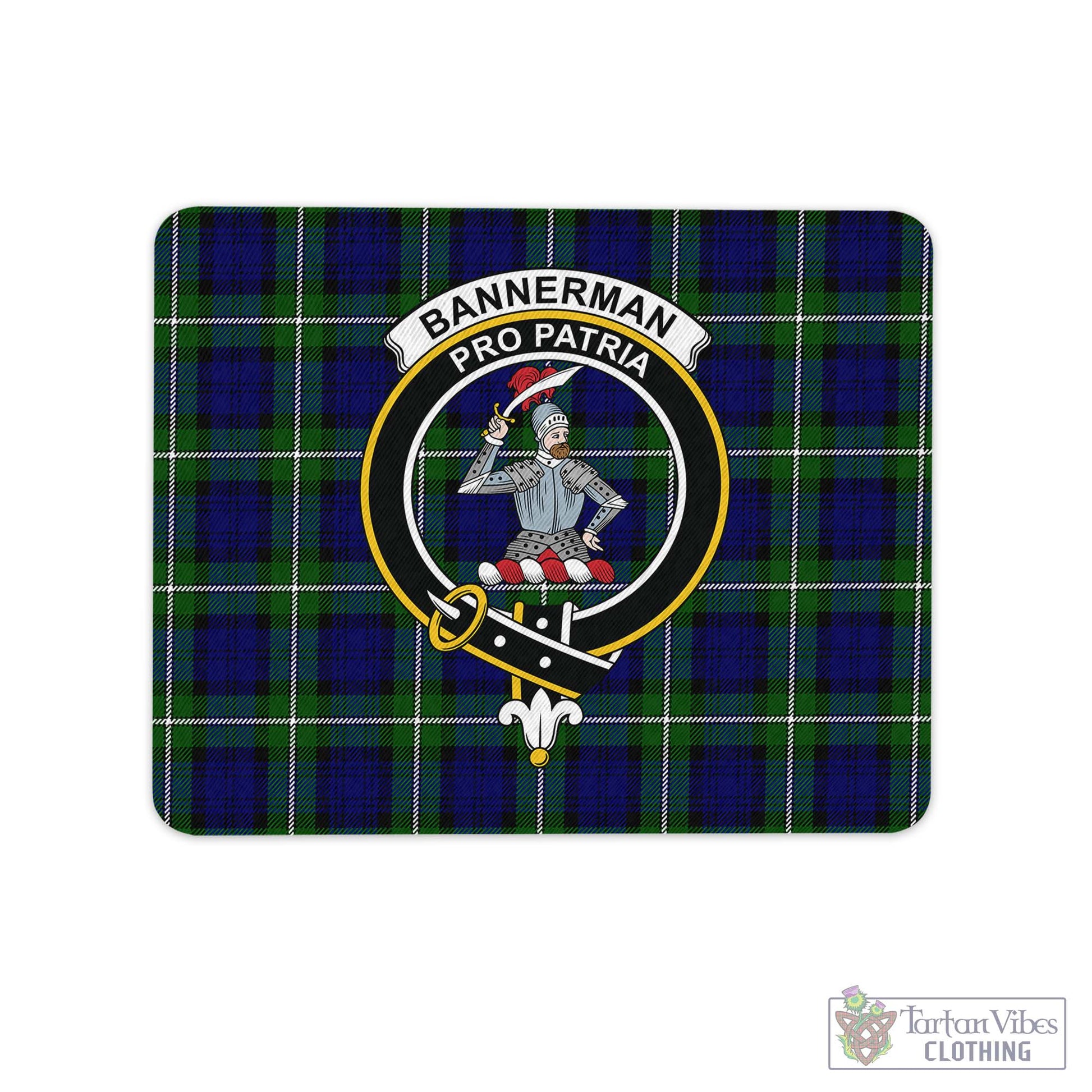 Tartan Vibes Clothing Bannerman Tartan Mouse Pad with Family Crest