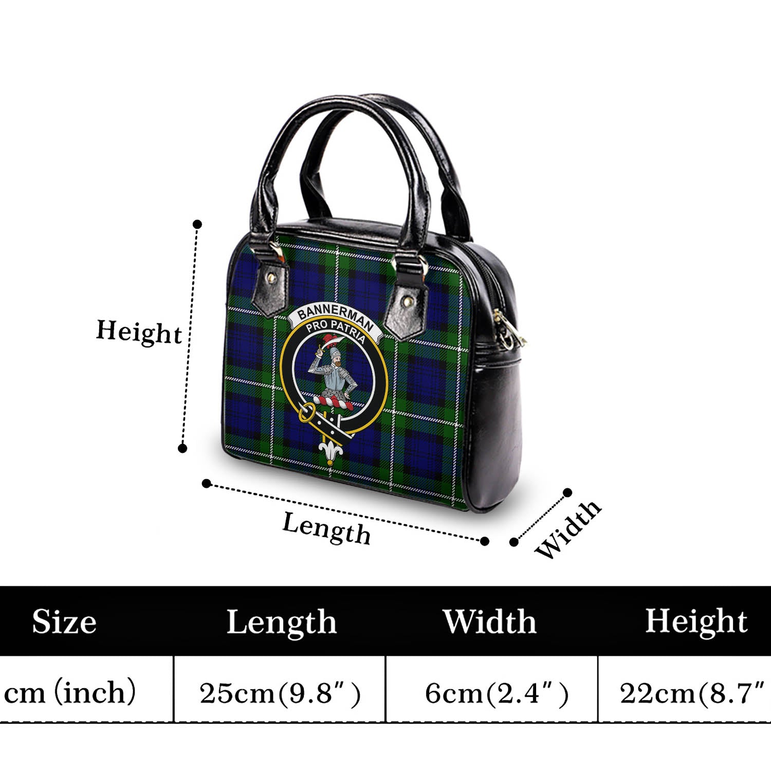 Bannerman Tartan Shoulder Handbags with Family Crest - Tartanvibesclothing