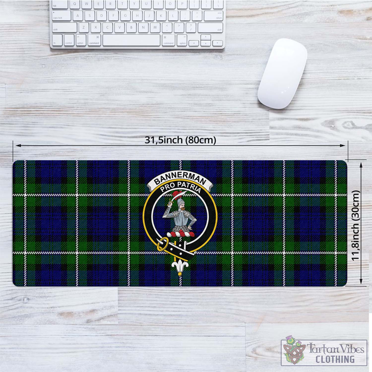 Tartan Vibes Clothing Bannerman Tartan Mouse Pad with Family Crest