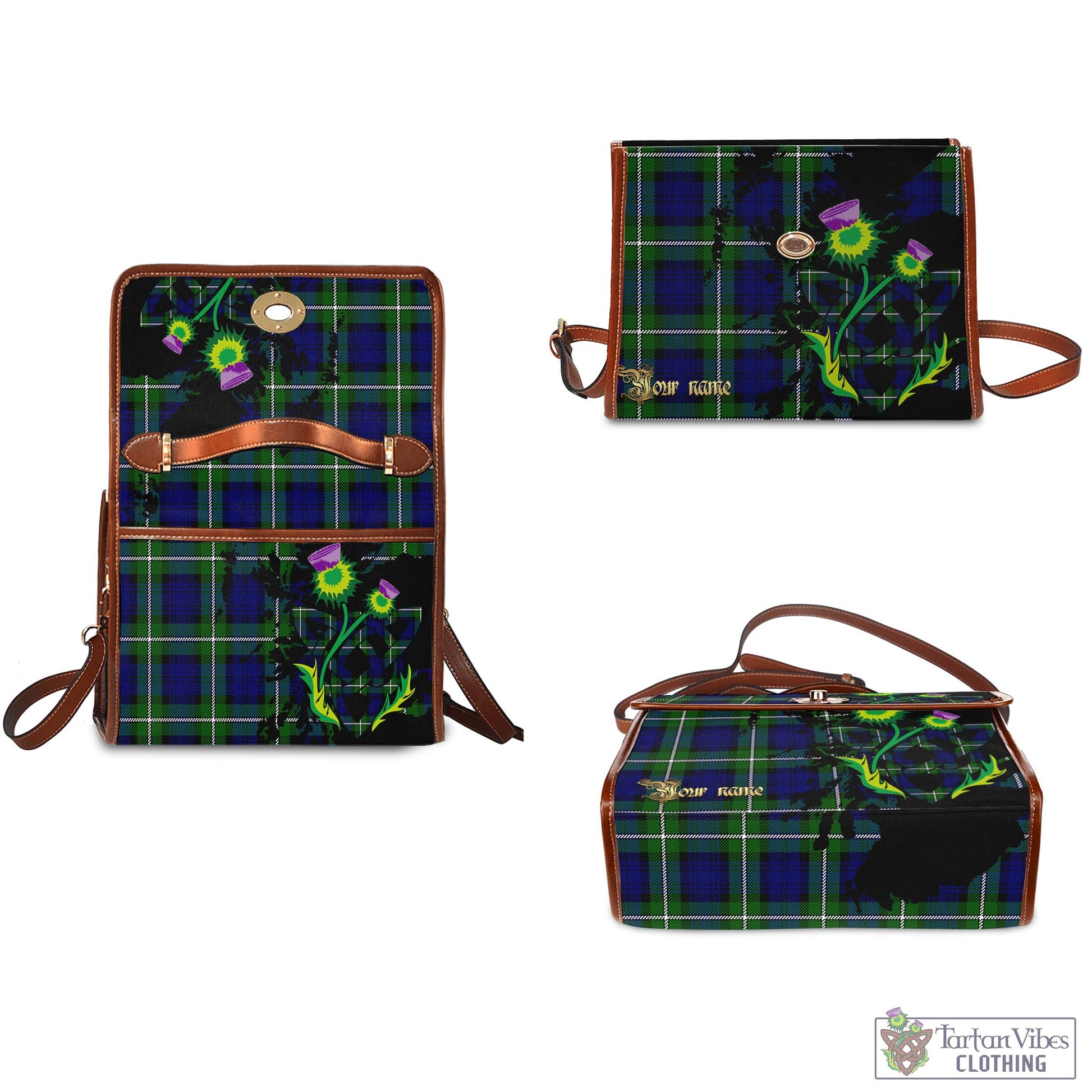 Tartan Vibes Clothing Bannerman Tartan Waterproof Canvas Bag with Scotland Map and Thistle Celtic Accents