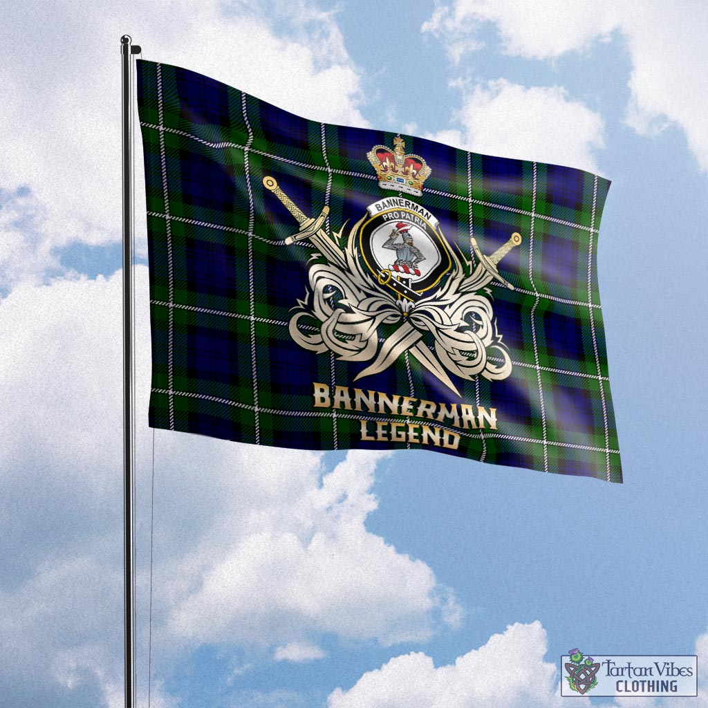 Tartan Vibes Clothing Bannerman Tartan Flag with Clan Crest and the Golden Sword of Courageous Legacy