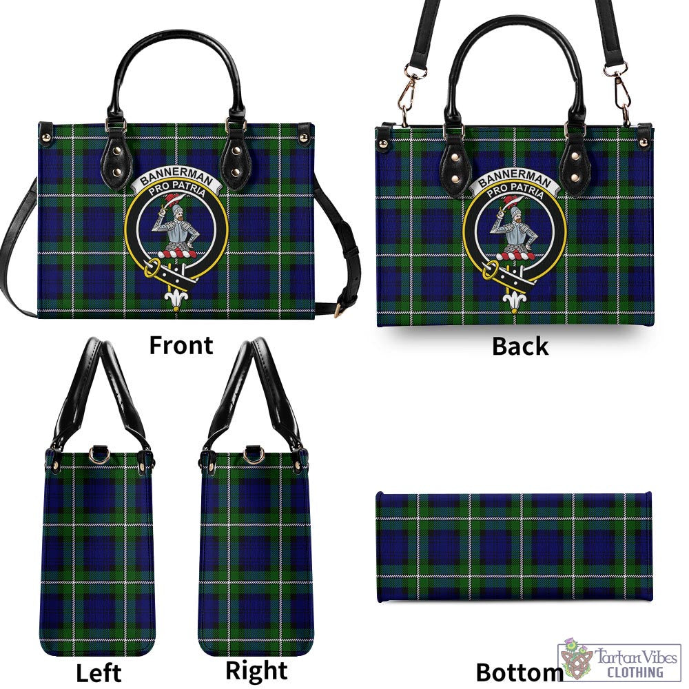 Tartan Vibes Clothing Bannerman Tartan Luxury Leather Handbags with Family Crest