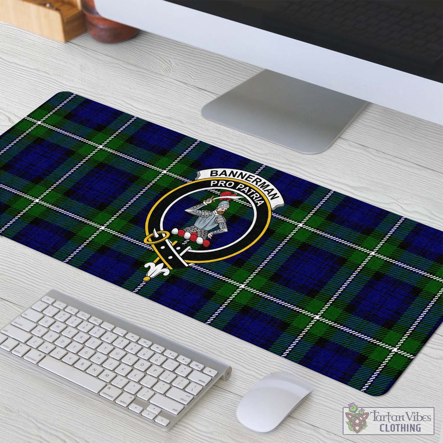 Tartan Vibes Clothing Bannerman Tartan Mouse Pad with Family Crest