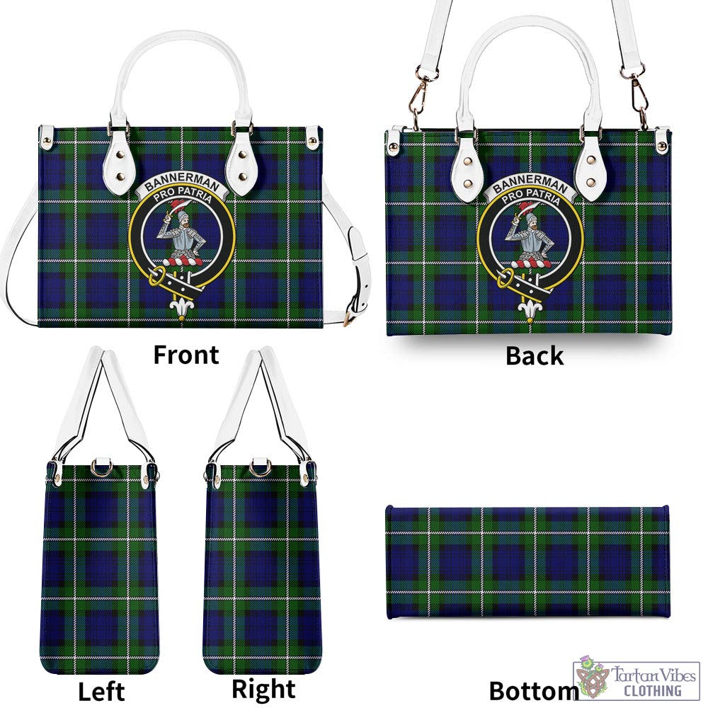 Tartan Vibes Clothing Bannerman Tartan Luxury Leather Handbags with Family Crest