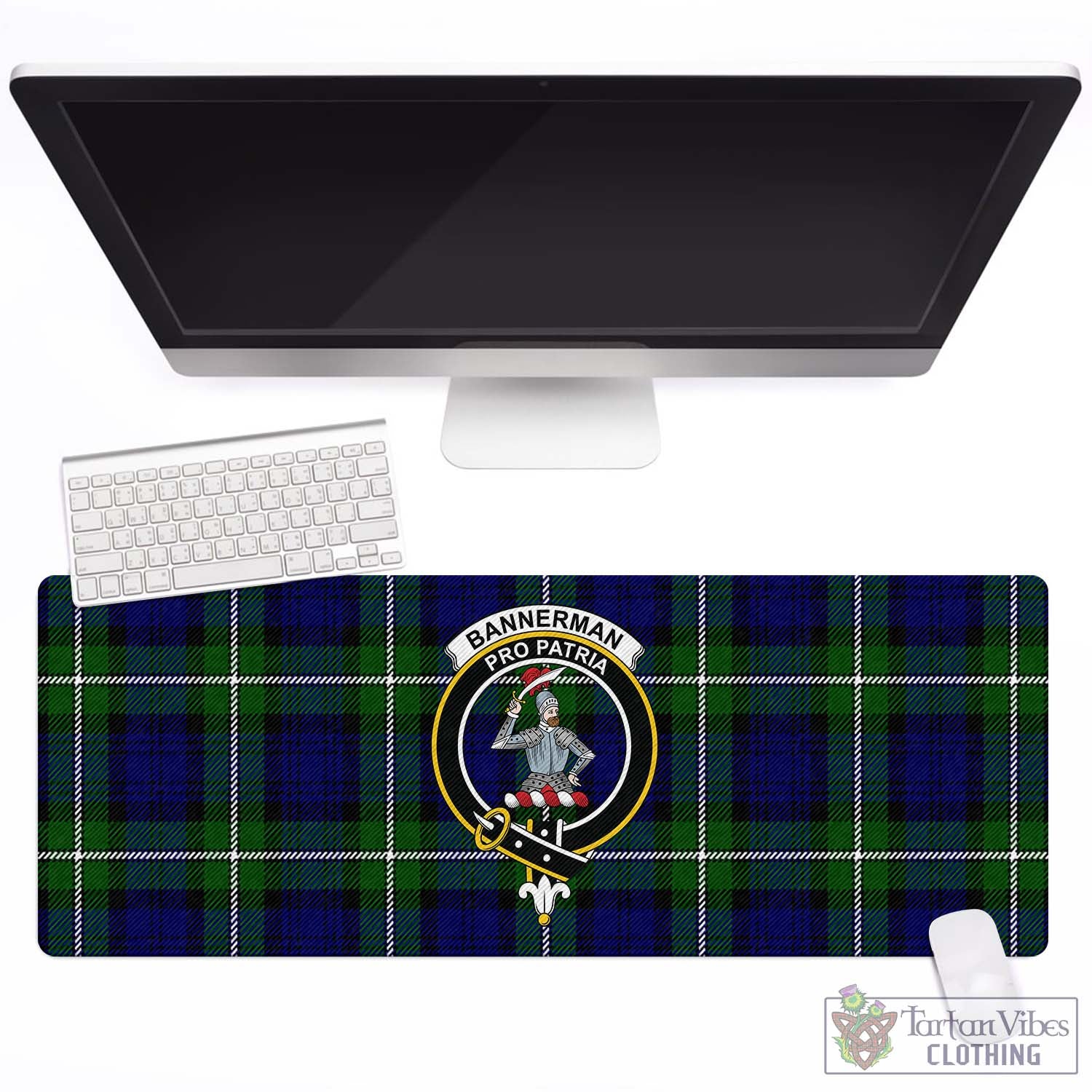 Tartan Vibes Clothing Bannerman Tartan Mouse Pad with Family Crest