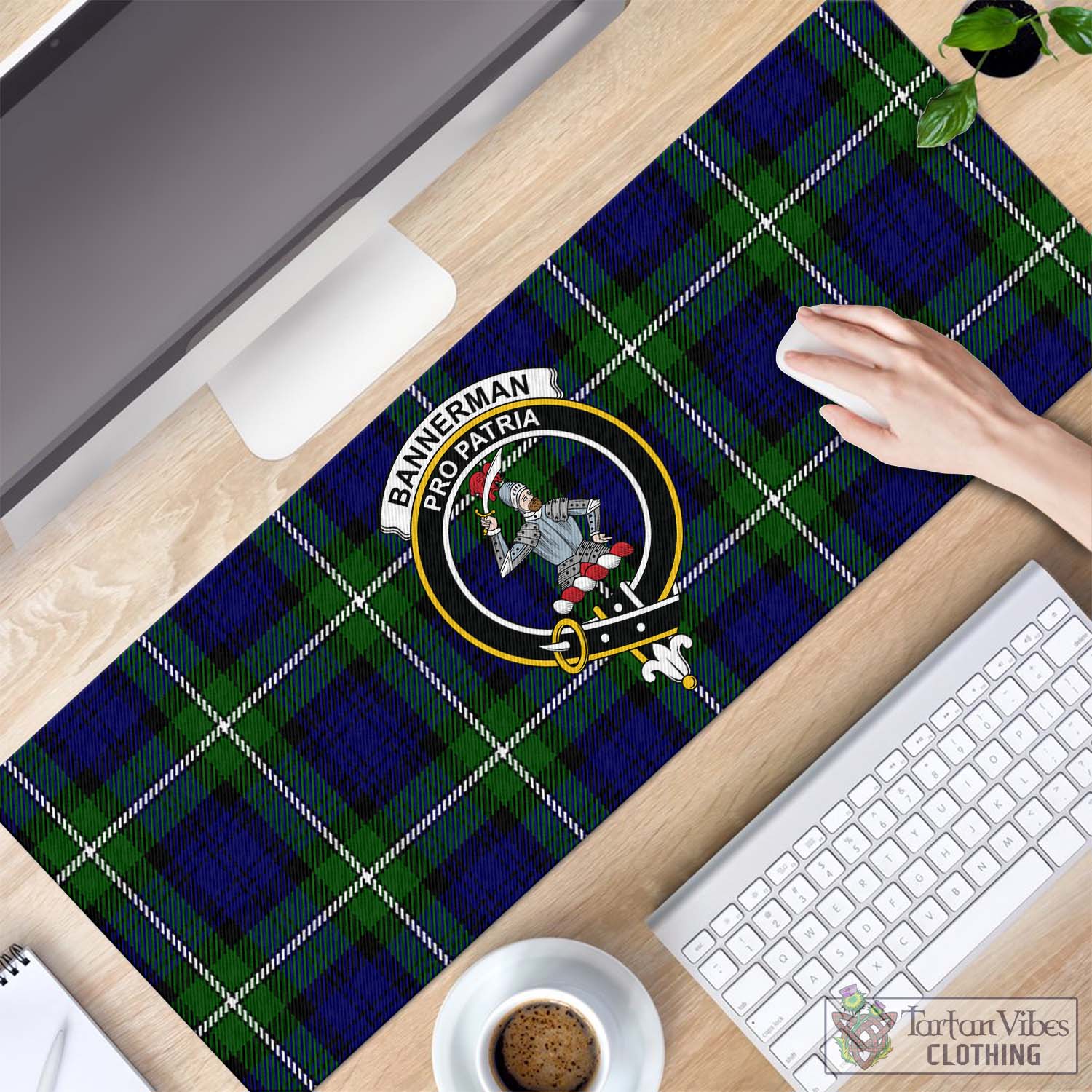 Tartan Vibes Clothing Bannerman Tartan Mouse Pad with Family Crest