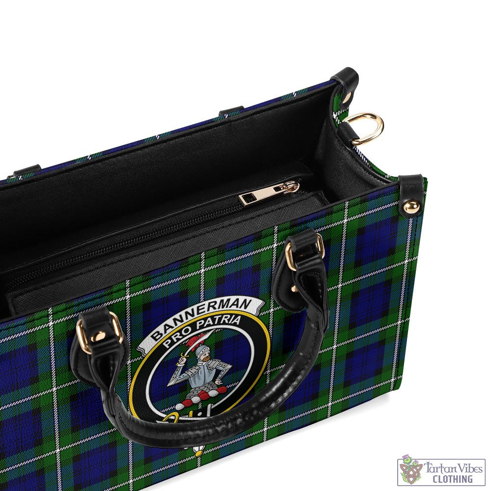 Tartan Vibes Clothing Bannerman Tartan Luxury Leather Handbags with Family Crest