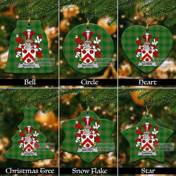 Bannon Irish Clan Tartan Christmas Ceramic Ornament with Coat of Arms