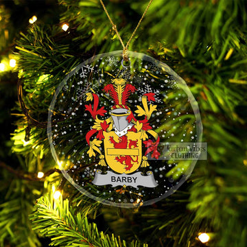 Barby Irish Clan Christmas Glass Ornament with Coat of Arms