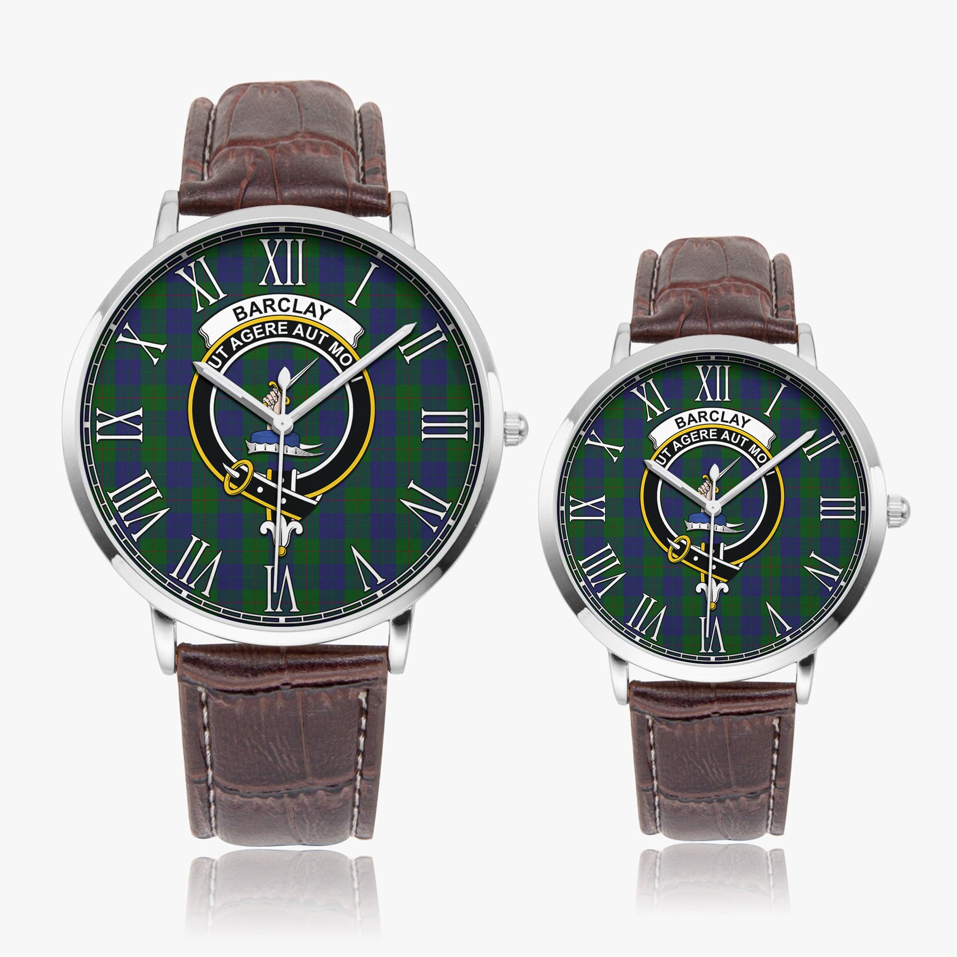 Barclay Tartan Family Crest Leather Strap Quartz Watch - Tartanvibesclothing