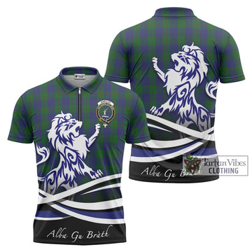 Barclay Tartan Zipper Polo Shirt with Alba Gu Brath Regal Lion Emblem