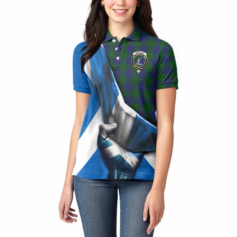 Tartan Vibes Clothing Barclay Tartan Women's Polo Shirt with Family Crest Scotland Patriotic Style