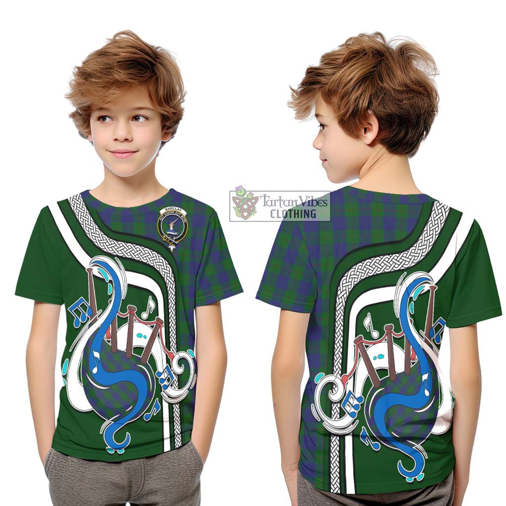 Tartan Vibes Clothing Barclay Tartan Kid T-Shirt with Epic Bagpipe Style