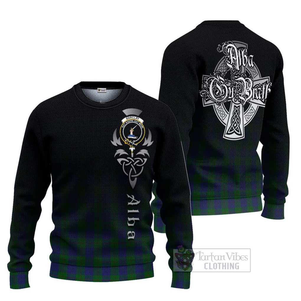 Tartan Vibes Clothing Barclay Tartan Knitted Sweater Featuring Alba Gu Brath Family Crest Celtic Inspired