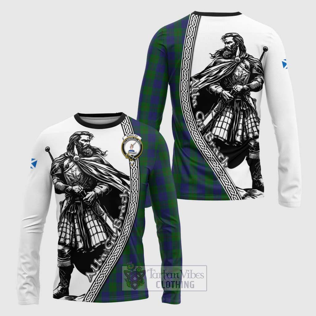 Tartan Vibes Clothing Barclay Tartan Clan Crest Long Sleeve T-Shirt with Highlander Warrior Celtic Style