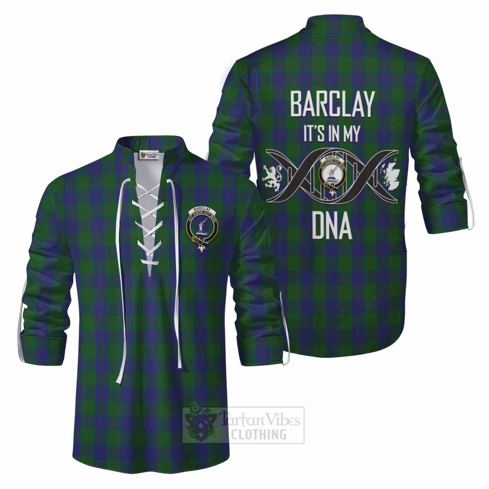 Tartan Vibes Clothing Barclay Tartan Ghillie Kilt Shirt with Family Crest DNA In Me Style