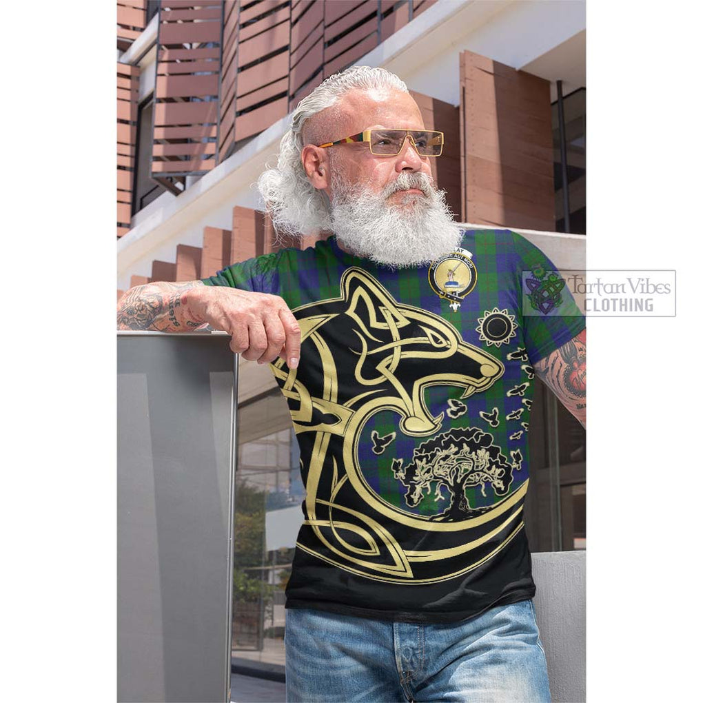 Tartan Vibes Clothing Barclay Tartan Cotton T-shirt with Family Crest Celtic Wolf Style