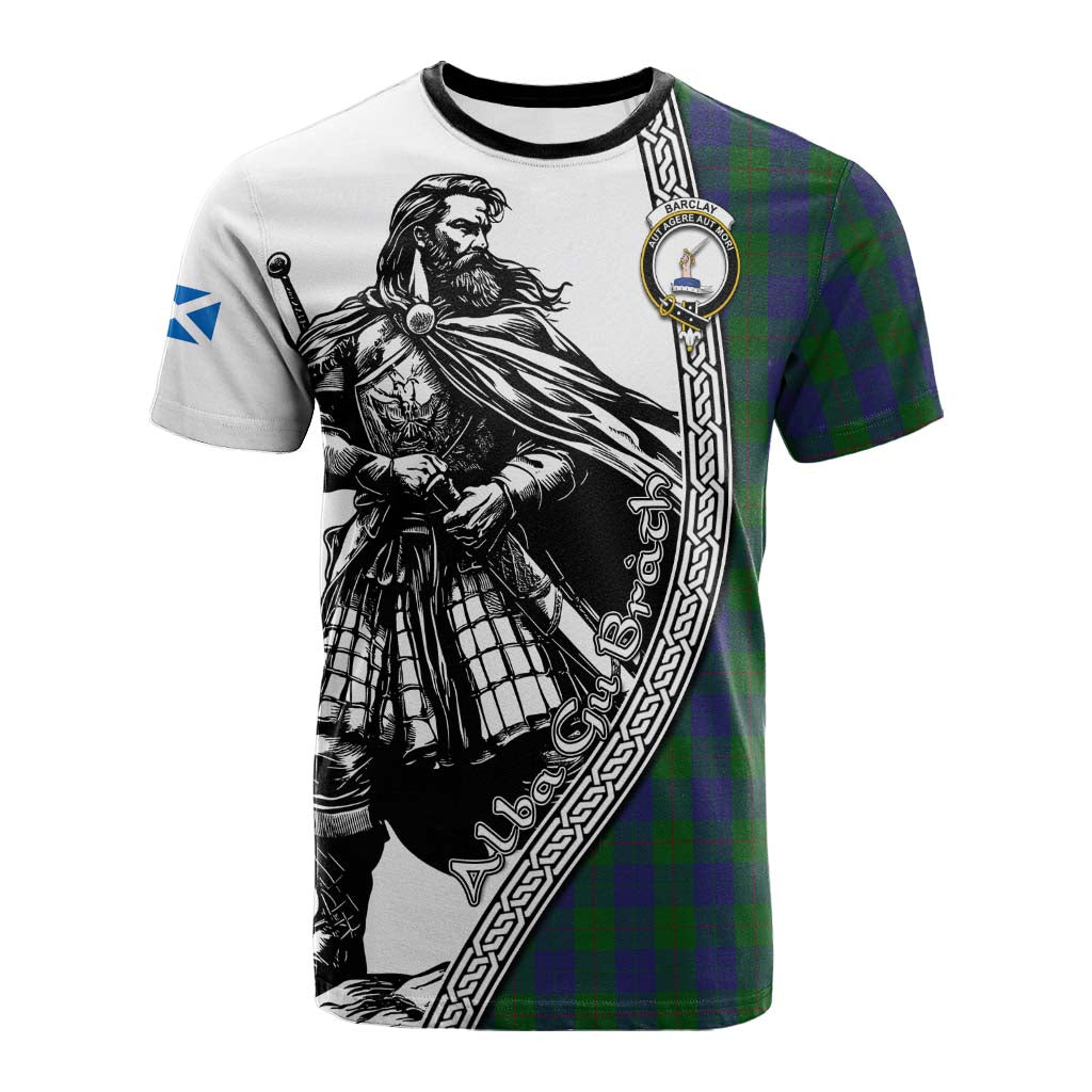 Barclay Tartan Clan Crest Cotton T-shirt with Highlander Warrior Celtic Style